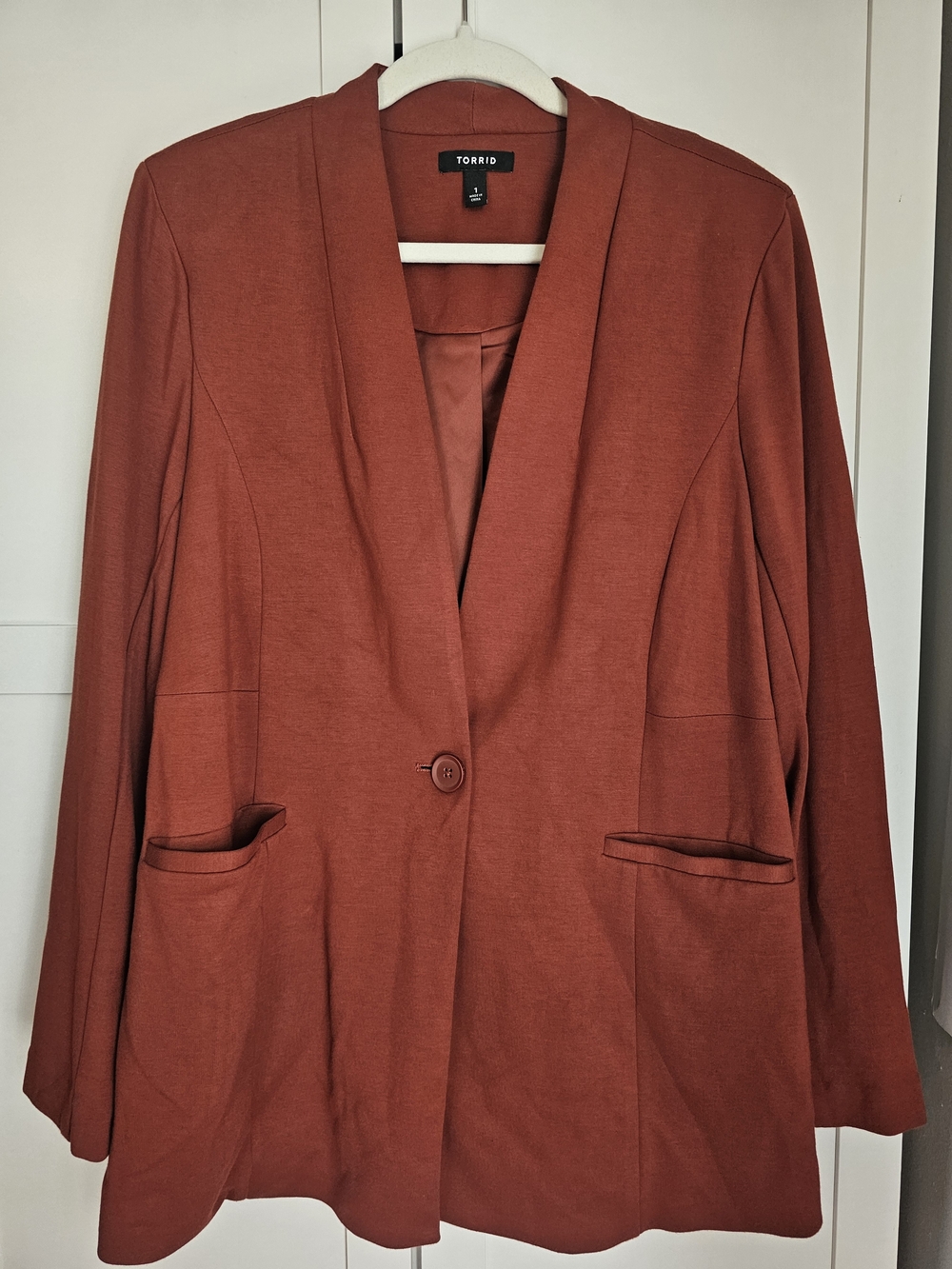 Torrid Rust Terracotta Studio Ponte Longline Blazer Jacket Size 1X Plus